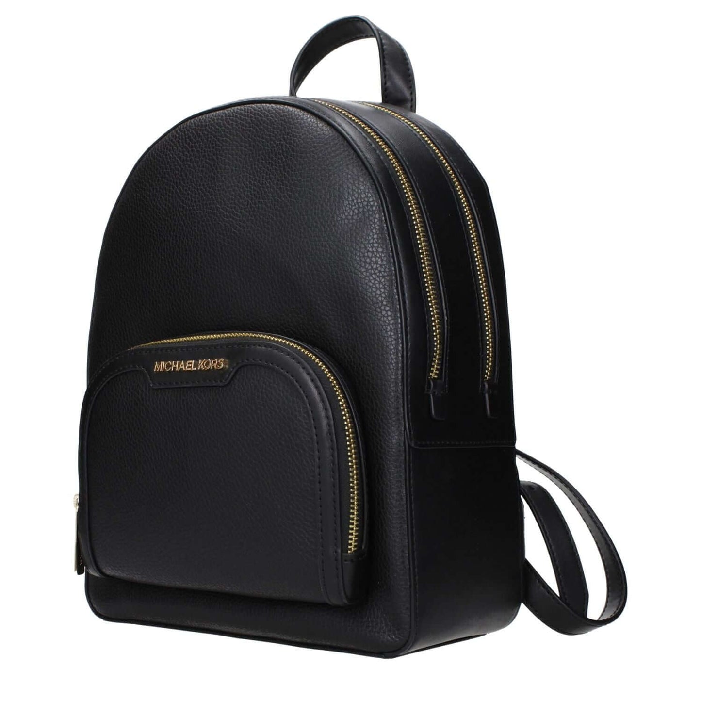 Michael Kors Black Leather Backpack with front logo and adjustable straps