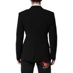 Dolce & Gabbana Black SICILIA Double Breasted Coat Blazer