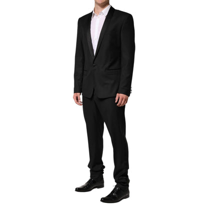 Dolce & Gabbana Black Wool Men Single Breasted 2 Piece Suit