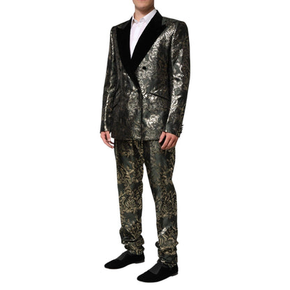 Dolce & Gabbana Metallic Floral Jacquard Silk 2 Piece Suit