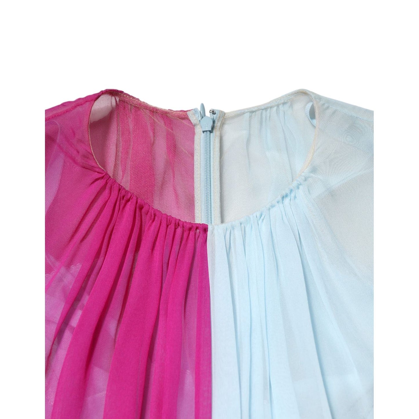 Dolce & Gabbana Fuchsia Light Blue Silk Two Tone Midi Dress DR81818-38