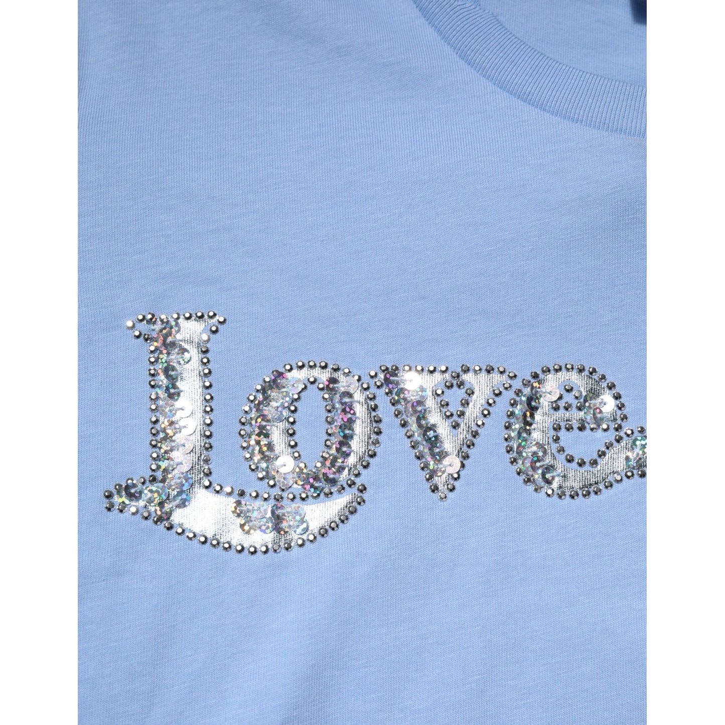 PINKO Blue Love Story Sequined Embellished Short Sleeves T-shirt