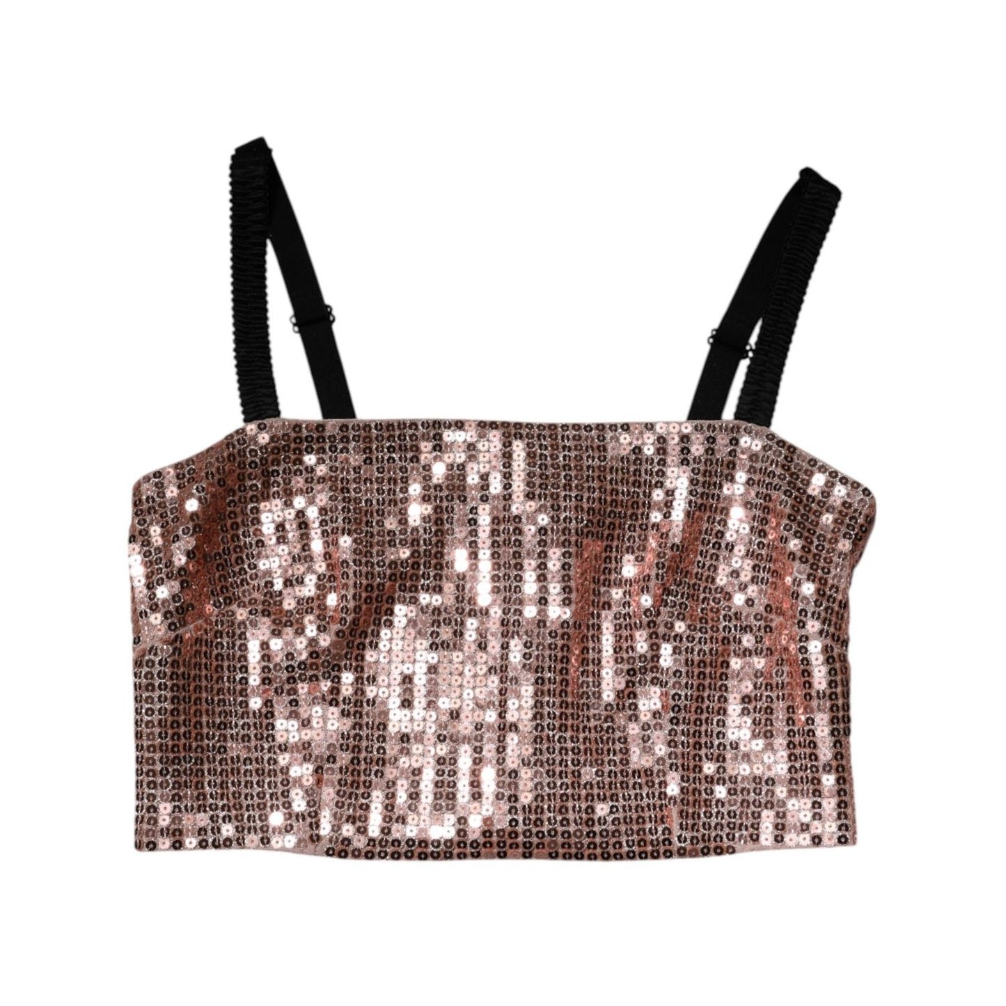 Dolce & Gabbana Pink Sequined Nylon Sleeveless Cropped Top