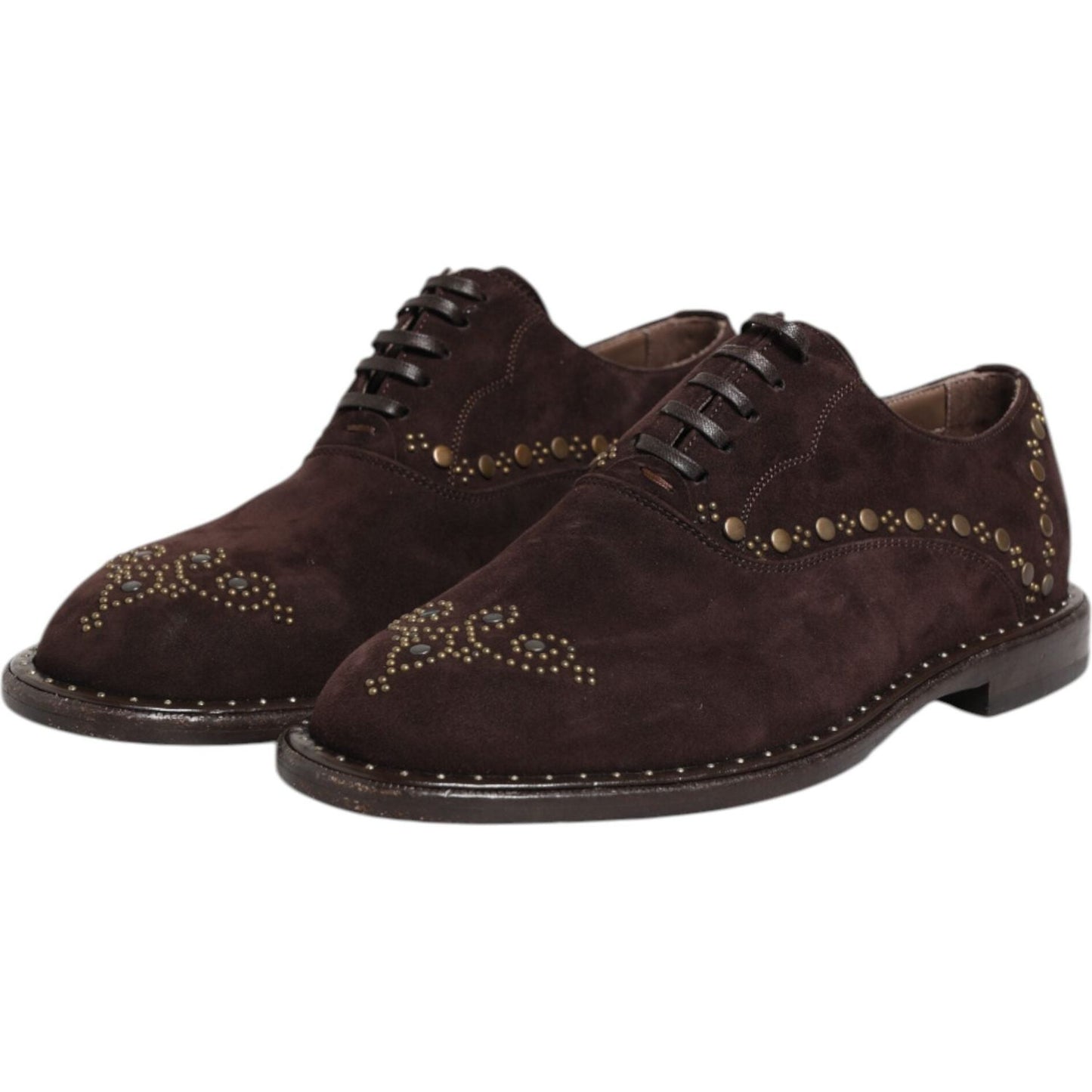 Dolce & Gabbana Brown Velvet Lace Up Oxford Dress Shoes MV7630-41