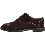 Dolce & Gabbana Brown Velvet Lace Up Oxford Dress Shoes MV7630-41