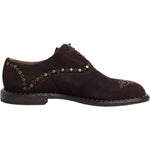 Dolce & Gabbana Brown Velvet Lace Up Oxford Dress Shoes MV7630-41