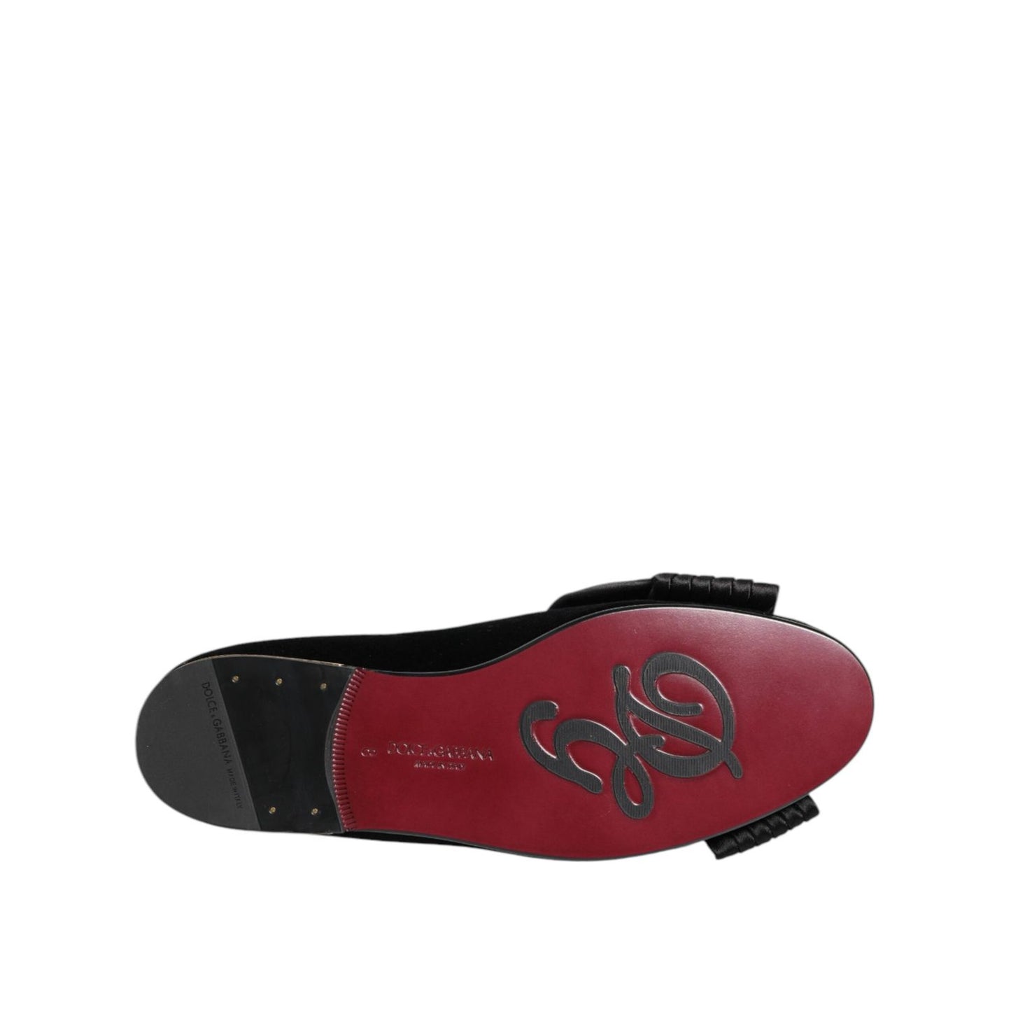 Dolce & Gabbana Black VATICANO Crystal Ribbon Slip On Shoes