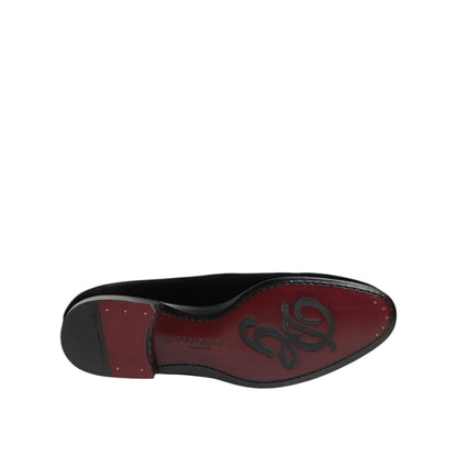 Dolce & Gabbana Black Velvet Loafers Formal Men Dress Shoes