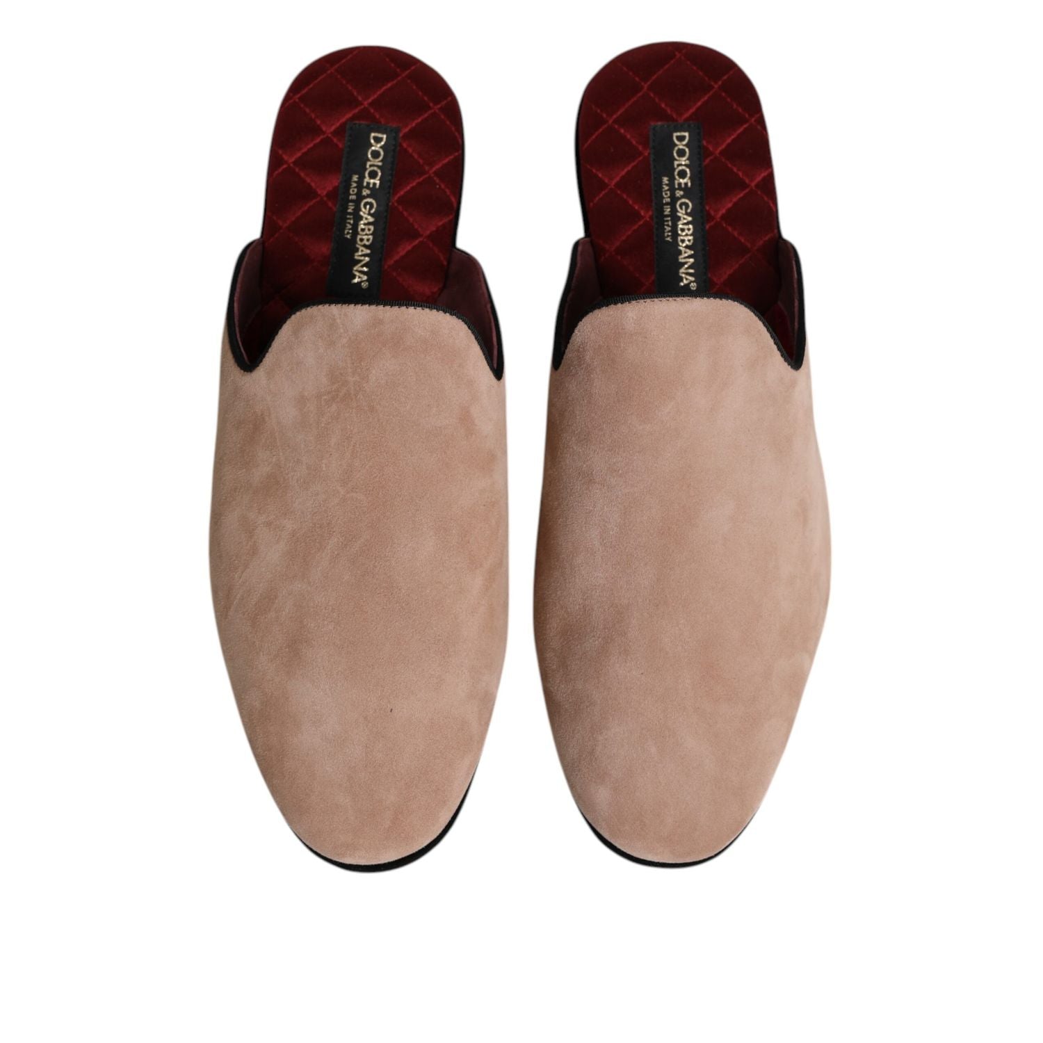 Dolce & Gabbana Beige Suede Leather Slides Flat Slipper Shoes