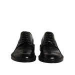 Dolce & Gabbana Black Leather Lace Up Men Derby Formal Shoes