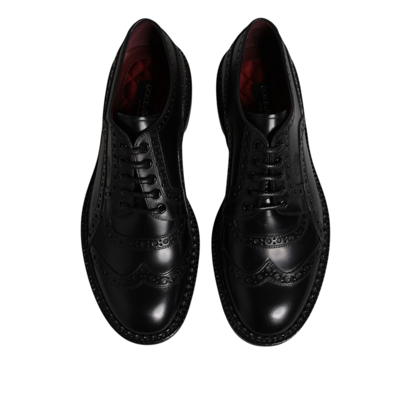 Dolce & Gabbana Black Leather Lace Up Men Derby Formal Shoes