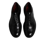 Dolce & Gabbana Black Leather Lace Up Men Derby Formal Shoes