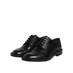 Dolce & Gabbana Black Leather Lace Up Men Derby Formal Shoes