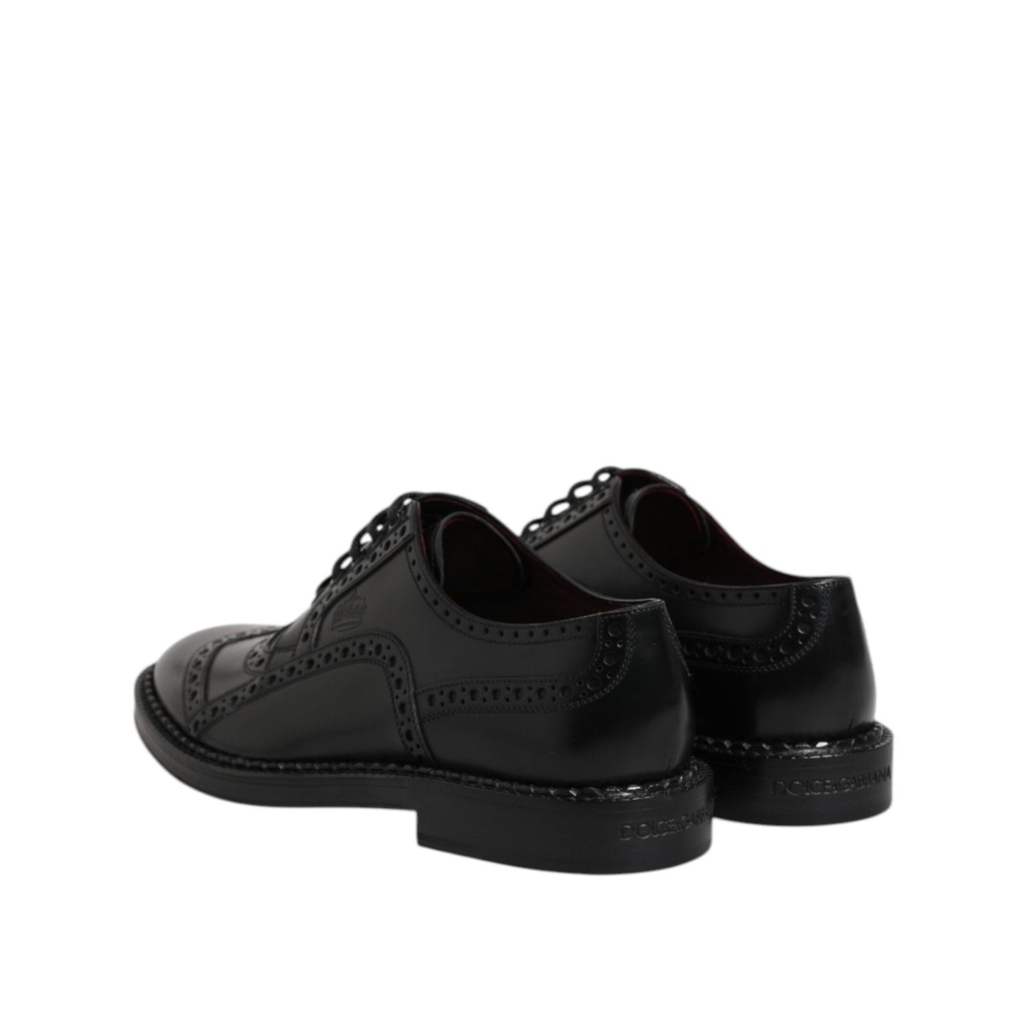 Dolce & Gabbana Black Leather Lace Up Men Derby Formal Shoes
