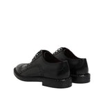 Dolce & Gabbana Black Leather Lace Up Men Derby Formal Shoes