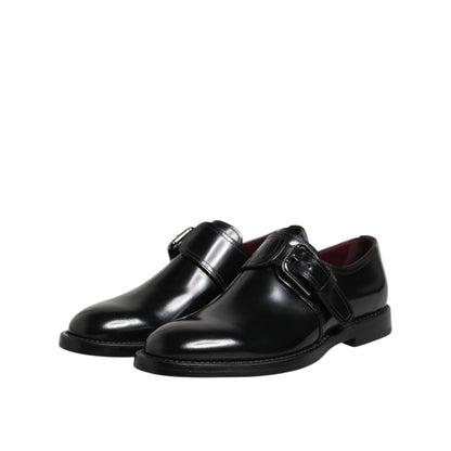 Dolce & Gabbana Black Leather Monk Strap Derby Formal Shoes