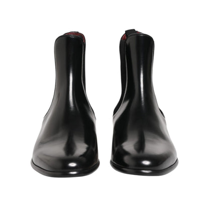 Dolce & Gabbana Black Chelsea Slip On Mid Calf Boots Shoes