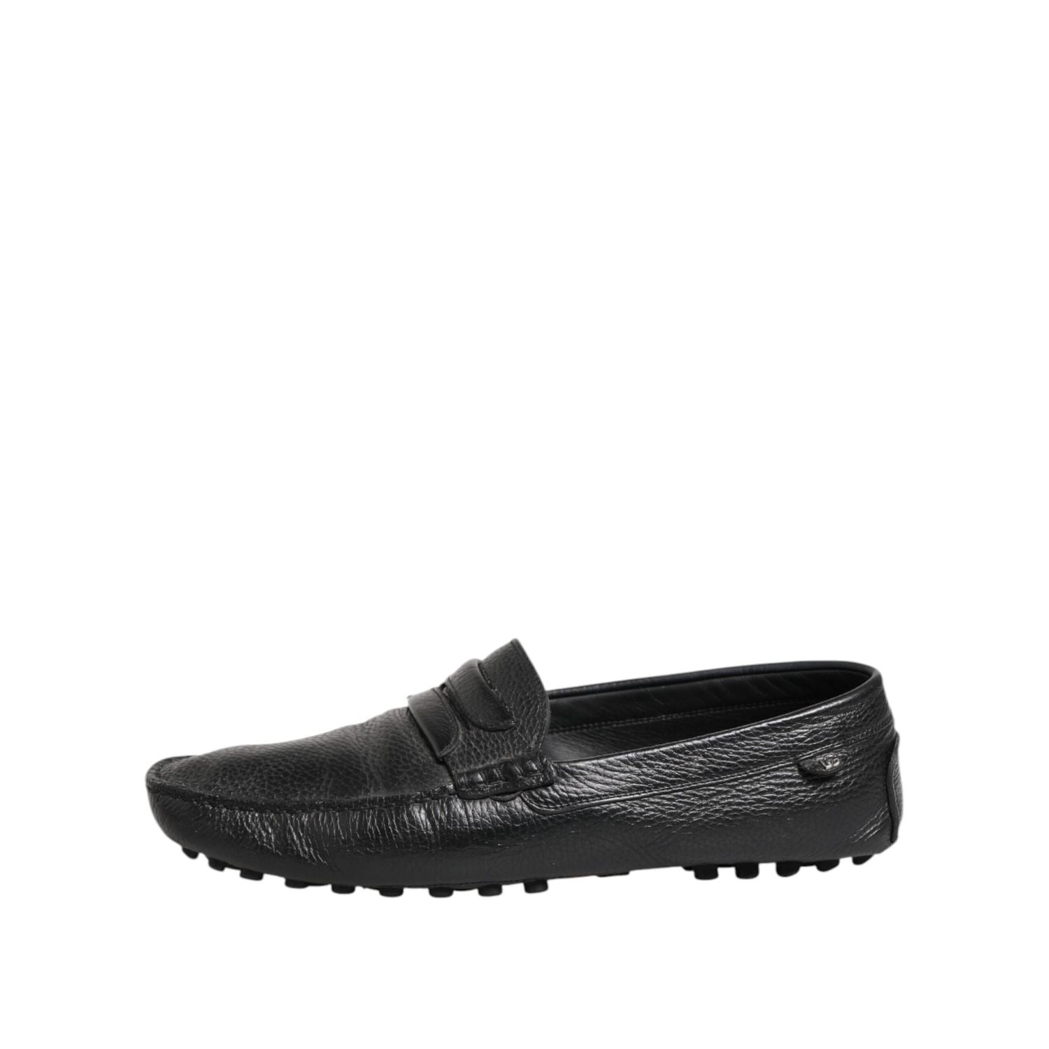Dolce & Gabbana Black Leather Slip On Mocassin Loafer Shoes