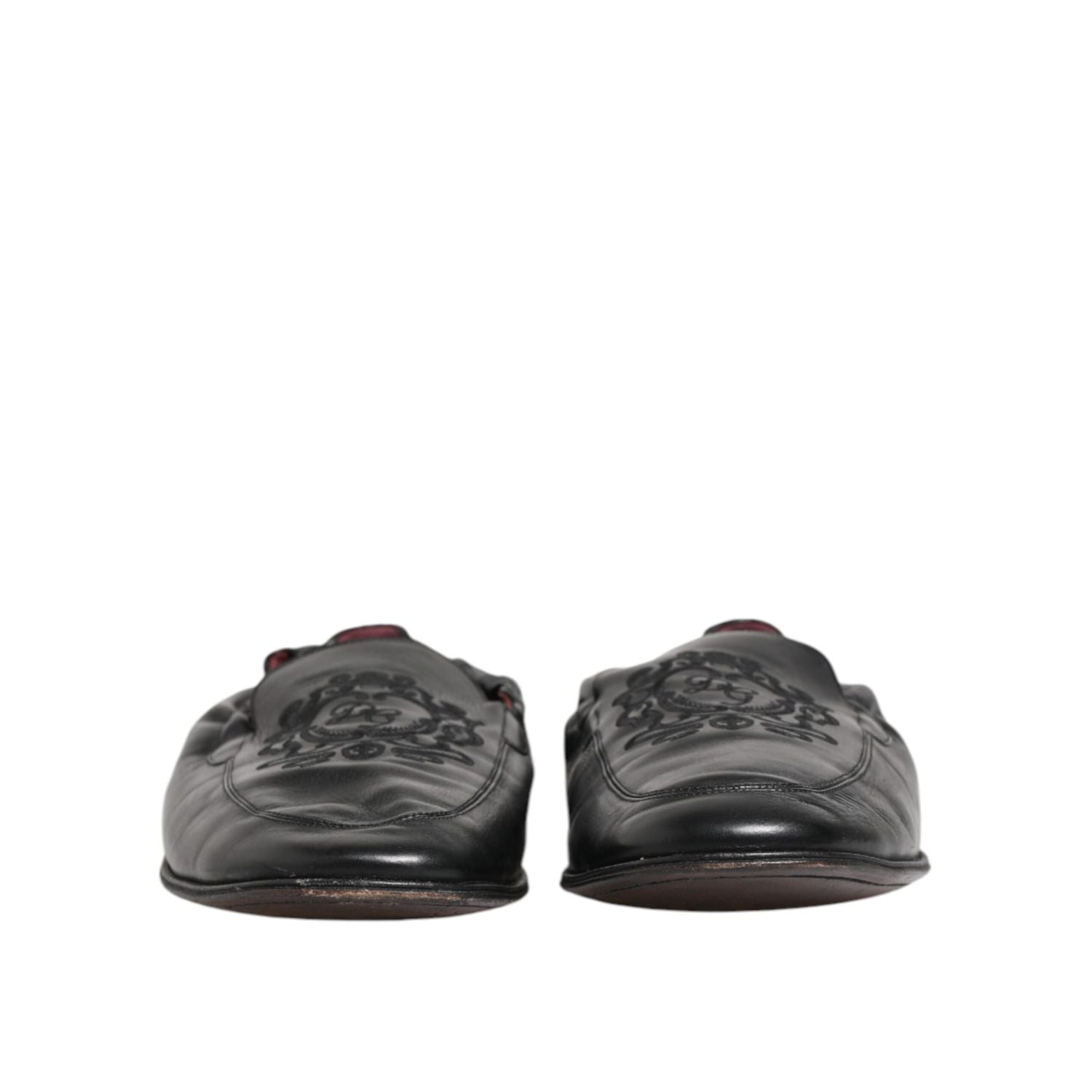 Dolce & Gabbana Black Leather Slip On Men Flat Loafers Shoes