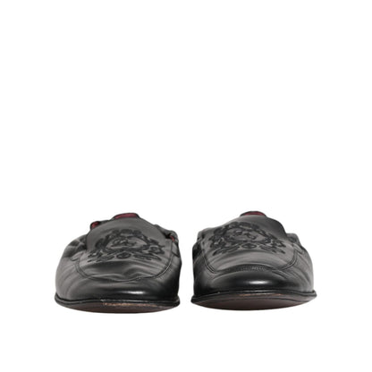 Dolce & Gabbana Black Leather Slip On Men Flat Loafers Shoes