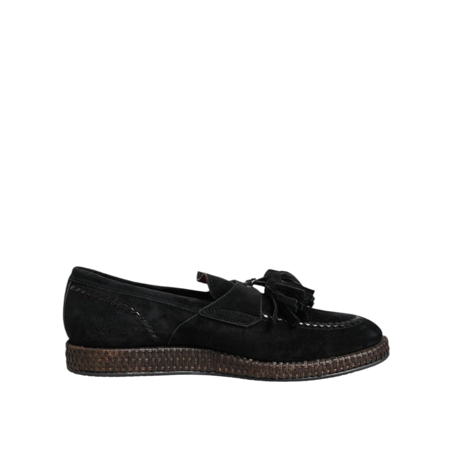 Dolce & Gabbana Black Suede Tassel Embellished Loafers Shoes