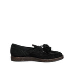 Dolce & Gabbana Black Suede Tassel Embellished Loafers Shoes