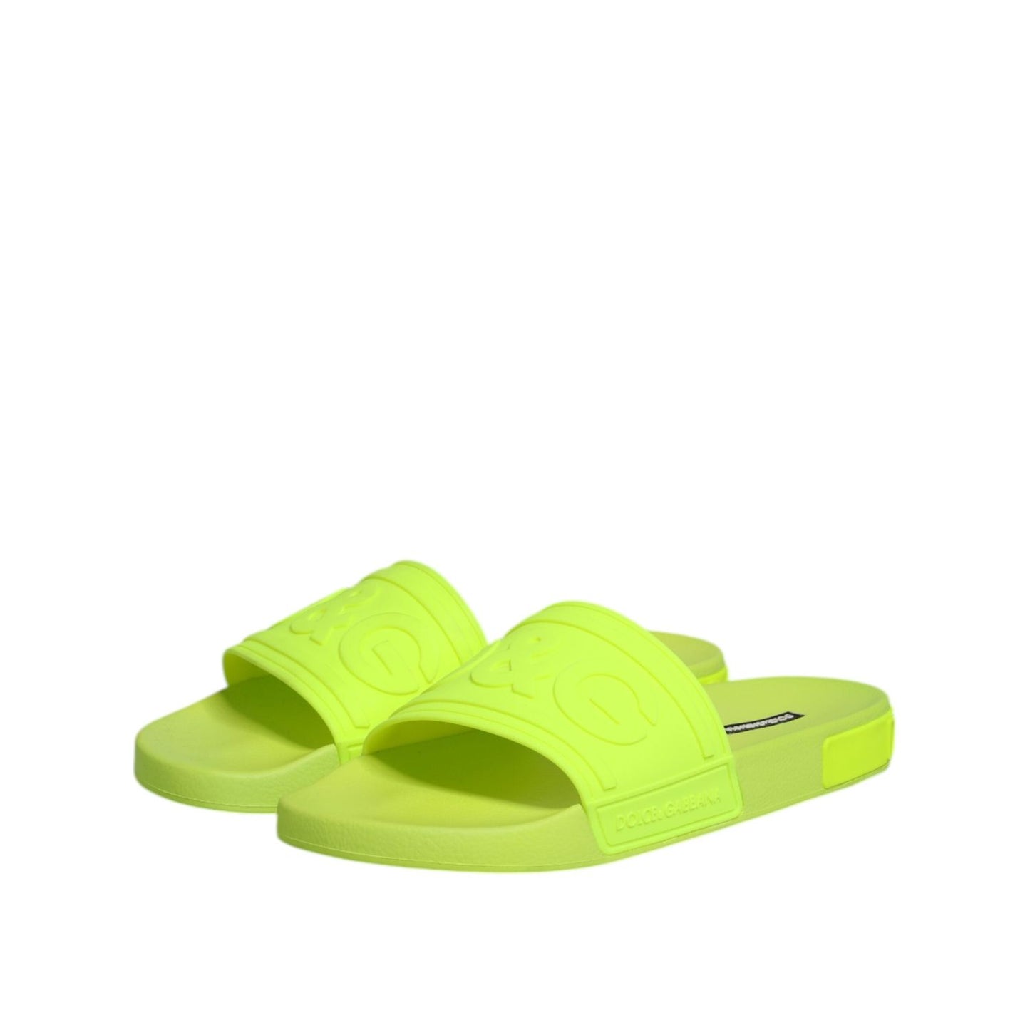 Dolce & Gabbana Green Rubber Slides Sandals Beachwear Shoes