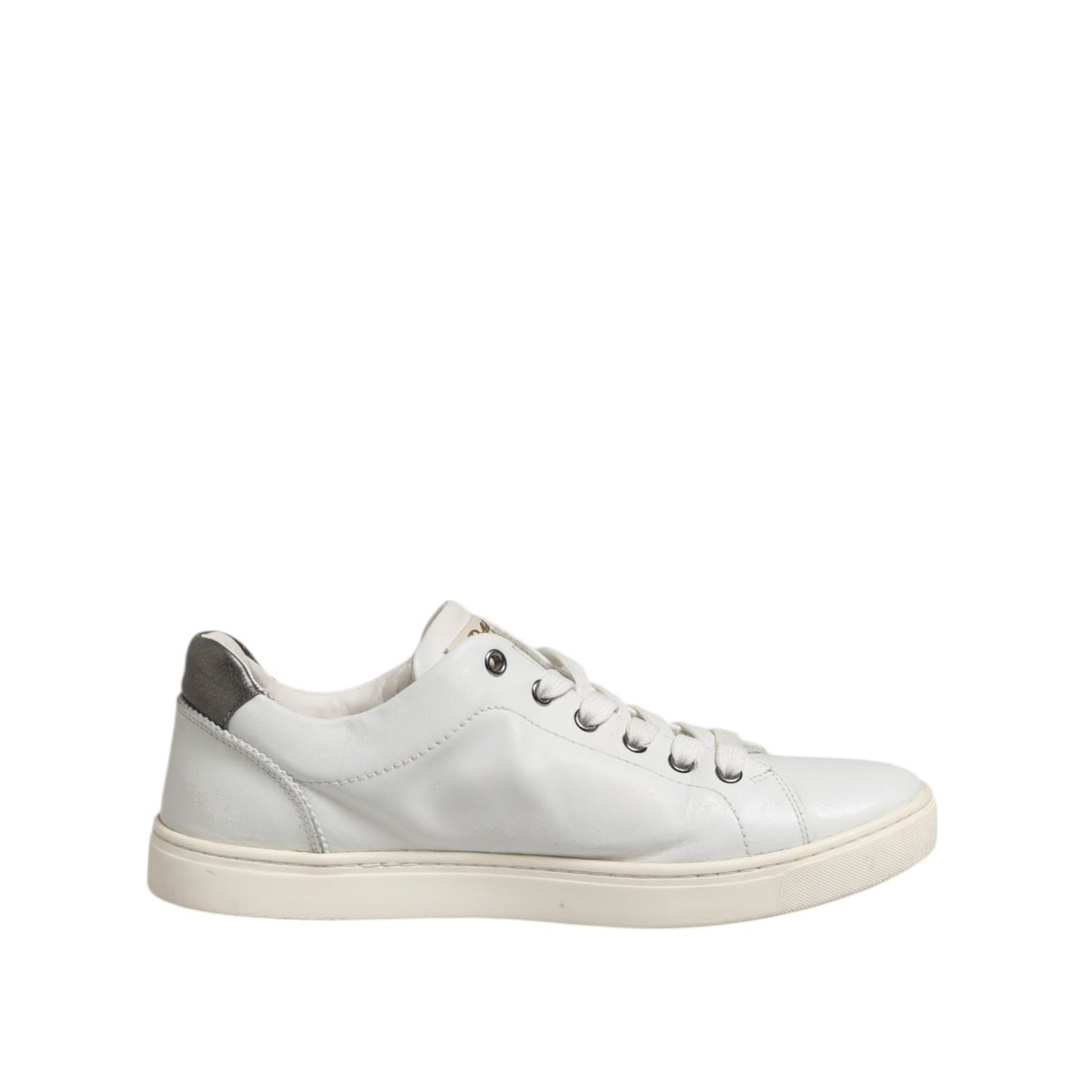 Dolce & Gabbana White Silver Sacred Heart Men Sneakers Shoes