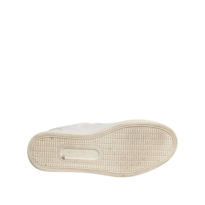 Dolce & Gabbana White Silver Sacred Heart Men Sneakers Shoes
