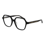 Square full-rim Guess Black Women Glasses Frame with acetate, demo lenses, and branded case. Frame size: 53-16-137. Fashionable black eyewear.