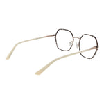 Guess Gold Women Glasses Frame with metal square full-rim design, demo plastic lenses, and spring hinges, includes branded case.