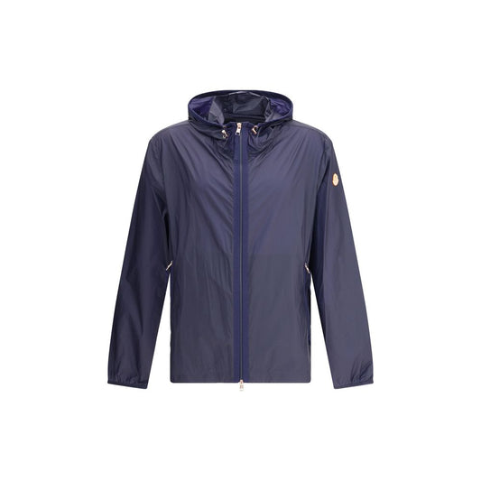 Moncler x Donald Glover Blue Nylon Shell Jacket with hood and zip closure