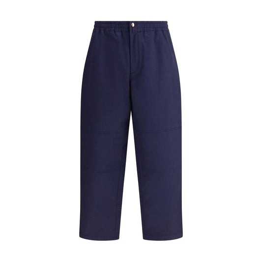 Moncler x Donald Glover Blue Cotton Casual Pants with elastic waistband and drawstring leg, AW25 collection, 100% cotton.