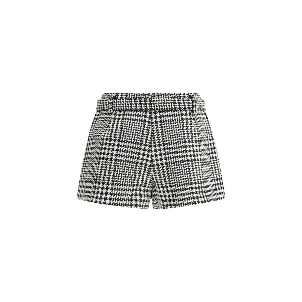 Self-Portrait Multicolor Polyester Short And Mini Shorts with houndstooth wool, side zipper closure, and round buttons, AW25 collection.