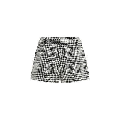 Self-Portrait Multicolor Polyester Short And Mini Shorts with houndstooth wool, side zipper closure, and round buttons, AW25 collection.