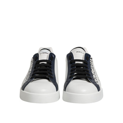 Dolce & Gabbana White Blue Crown Low Top Sneakers Shoes