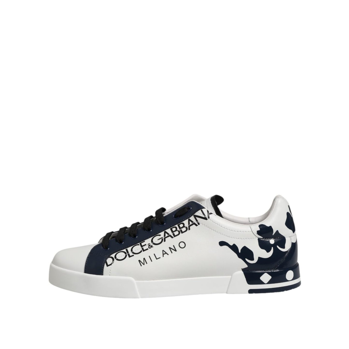 Dolce & Gabbana White Blue Crown Low Top Sneakers Shoes