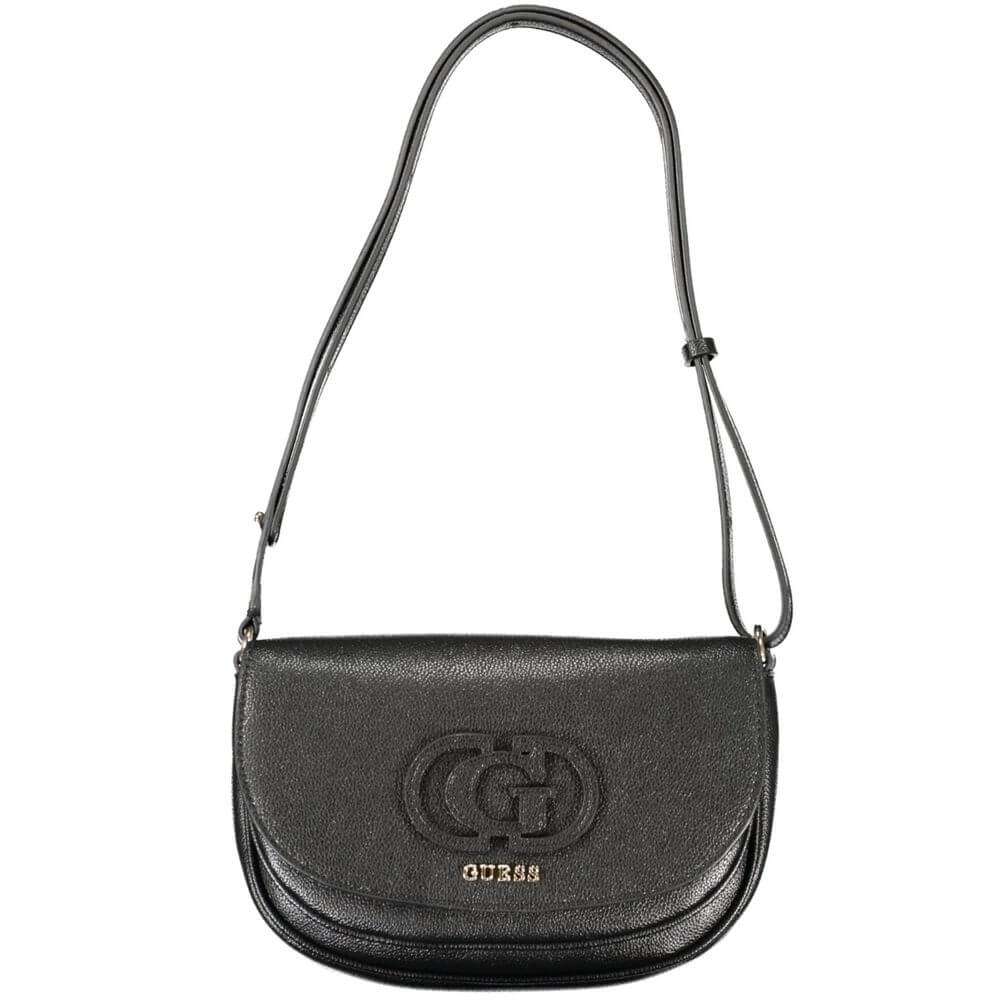 Guess Jeans Black Polyethylene Women Handbag with adjustable strap and sleek design, perfect for fashion-forward practical use.