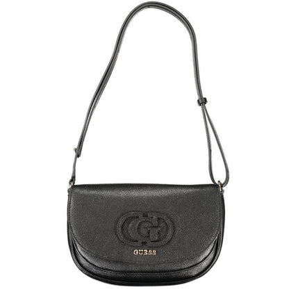 Guess Jeans Black Polyethylene Women Handbag with adjustable strap and sleek design, perfect for fashion-forward practical use.