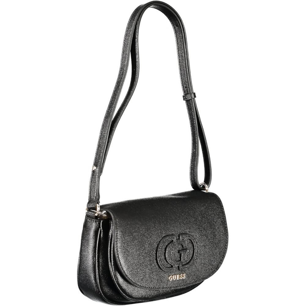 Guess Jeans Black Polyethylene Women Handbag with adjustable strap and compartments for stylish organization.