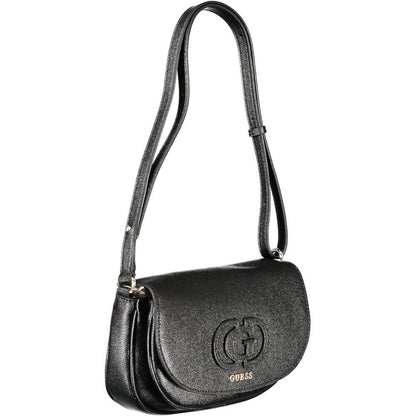 Guess Jeans Black Polyethylene Women Handbag with adjustable strap and compartments for stylish organization.