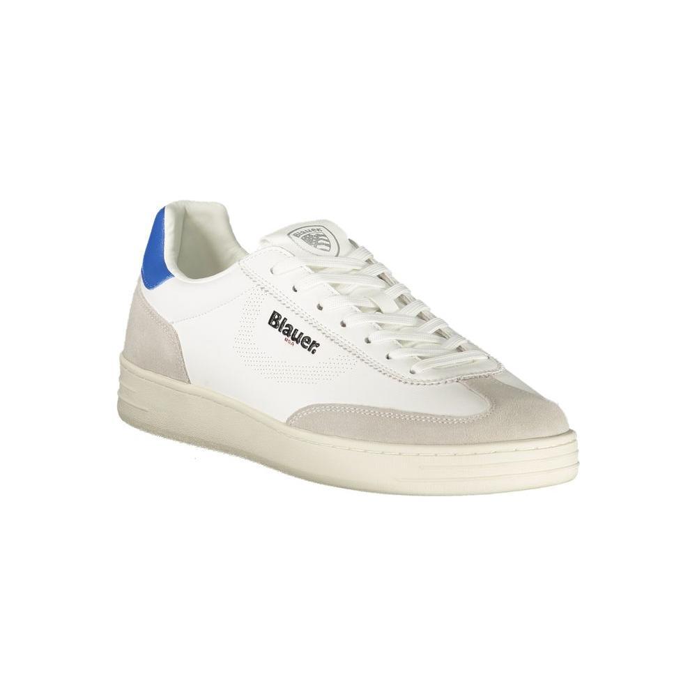 Blauer White Leather Men Sneaker