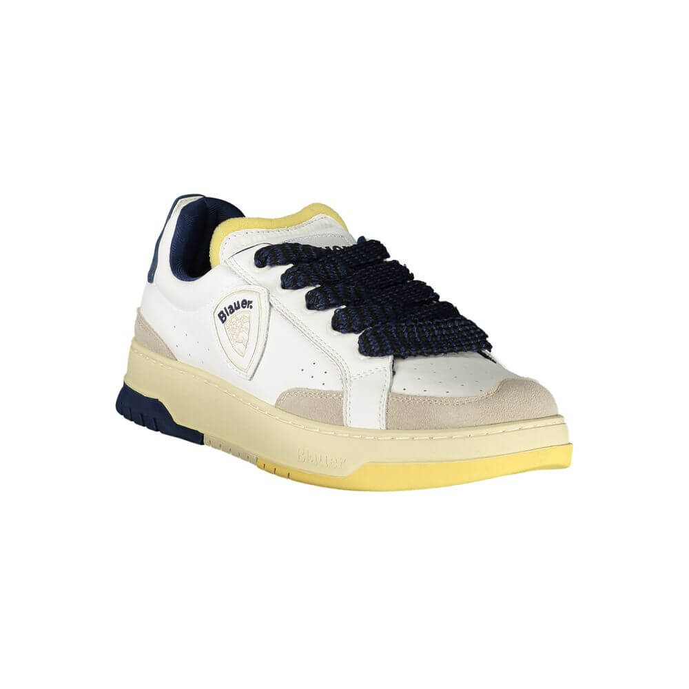 Blauer White Leather Men Sneaker