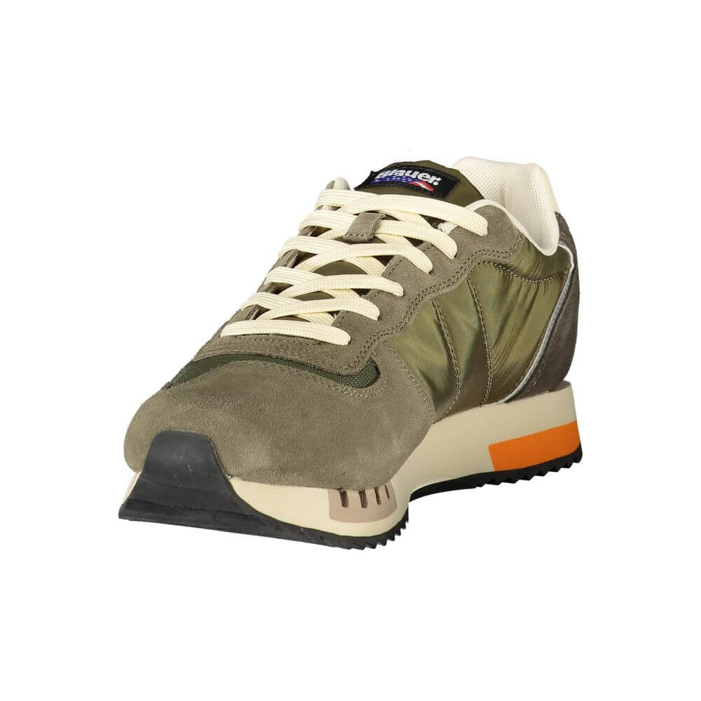 Blauer Green Polyester Men Sneaker with customizable laces and removable footbed, showcasing bold green and contrasting details.