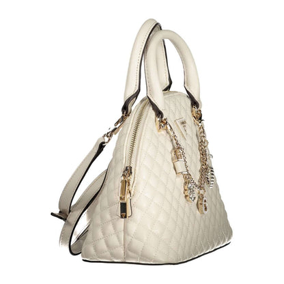 Guess Jeans White Polyethylene Women Handbag with chain detail, showcasing versatile stylish design and iconic Guess logo.