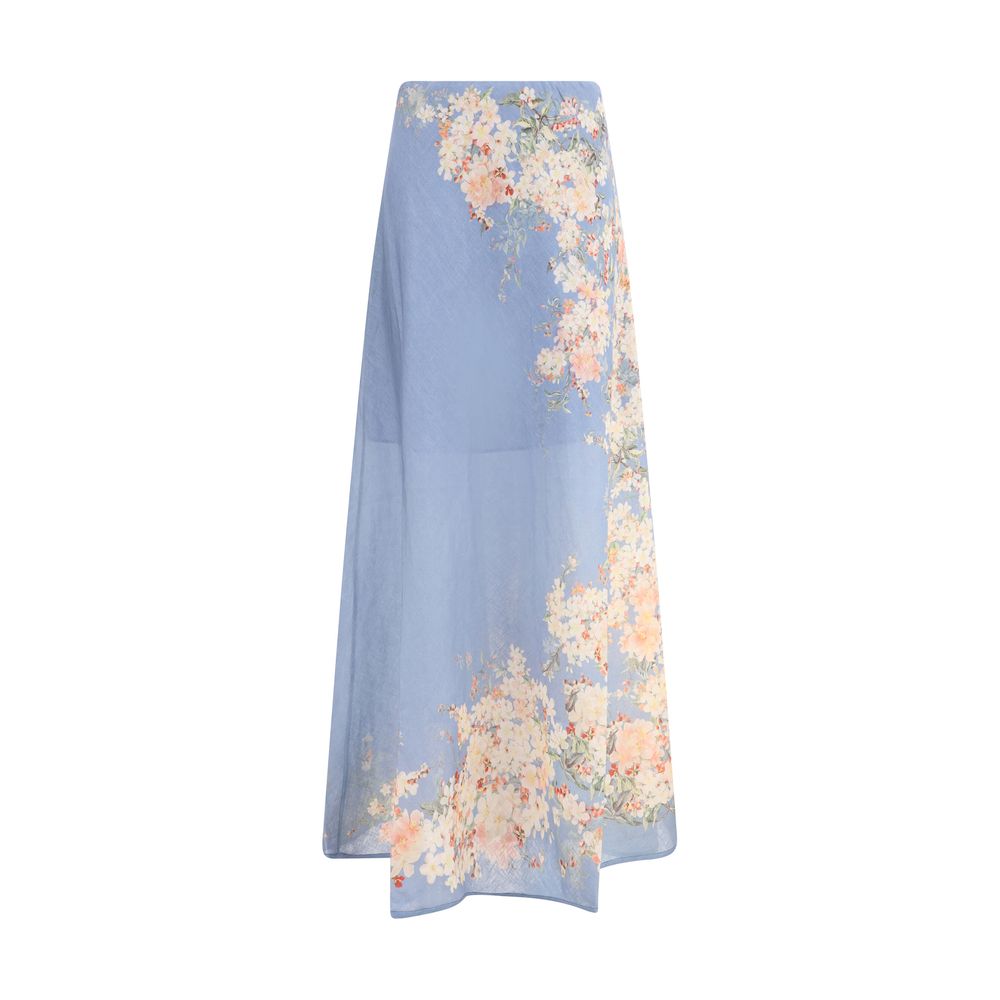 Zimmermann Light Blue Linen Long Skirt