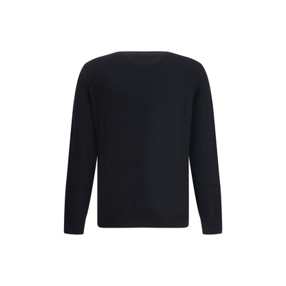 ZEGNA Black Cashmere Cashmere Sweater, made in Italy, featuring ribbed crew neck, cuffs, and hem for timeless elegance and unparalleled softness.
