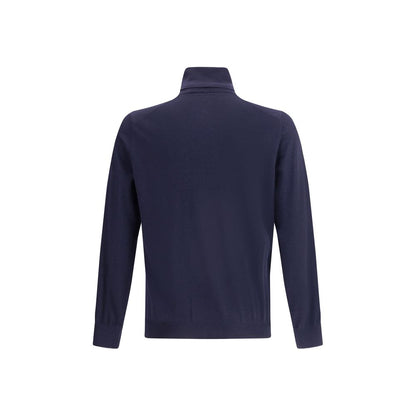 Brunello Cucinelli Blue Fleece Wool Turtleneck