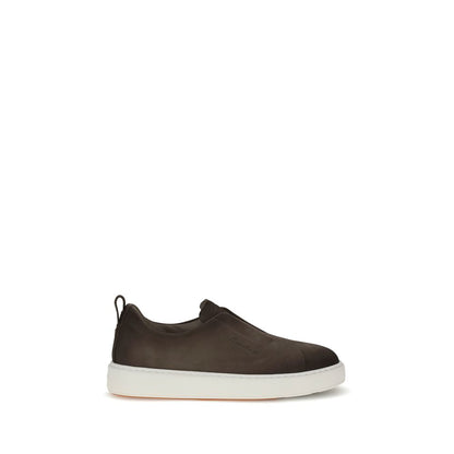 Santoni Brown Rubber Low Top Sneakers