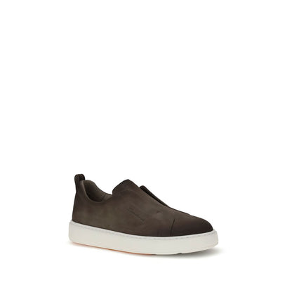 Santoni Brown Rubber Low Top Sneakers